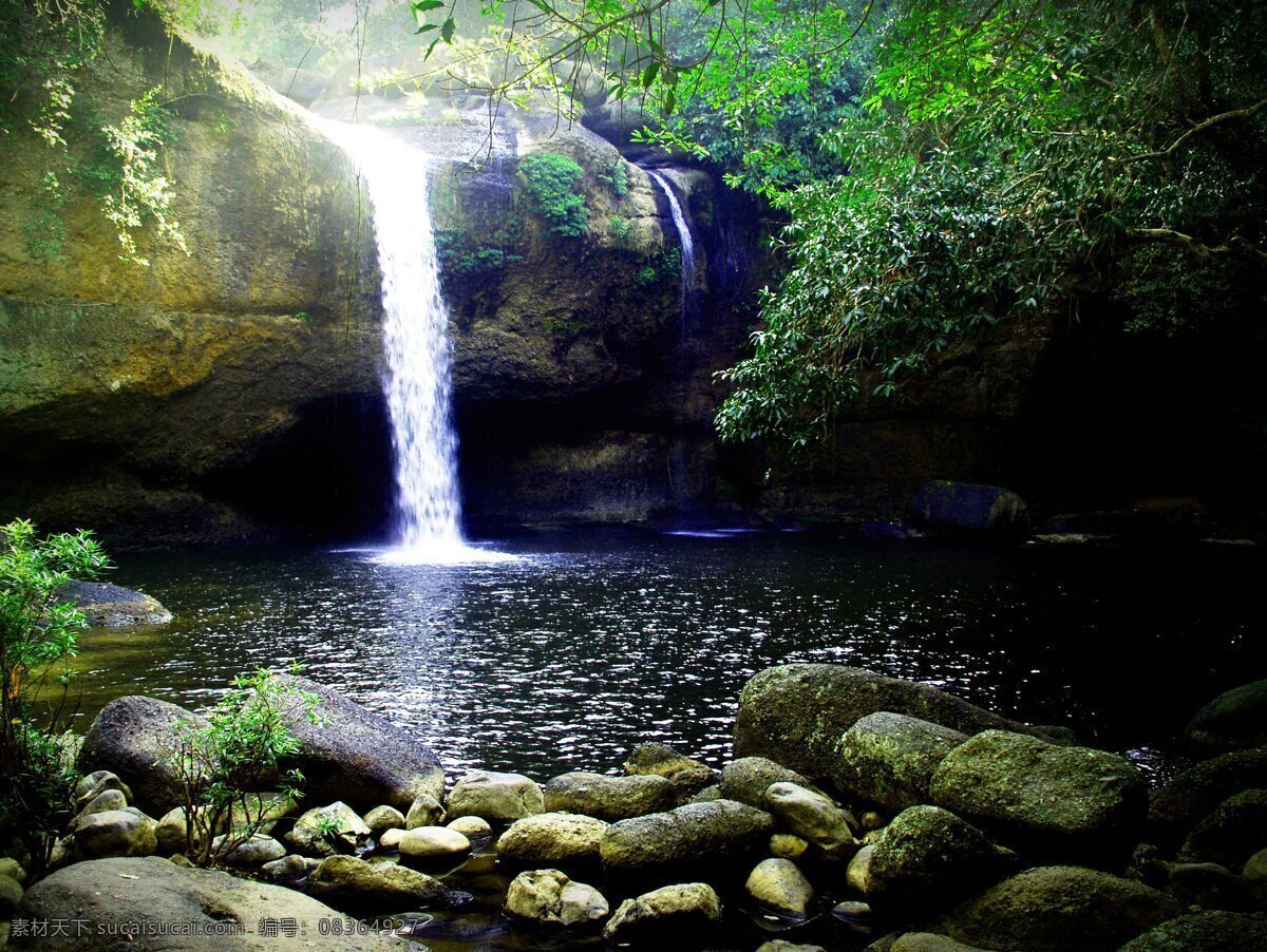 瀑布 山涧溪流 跌水 自然美景 森林 山水美景 自然风景 山水 田园 自然景观 山水风景