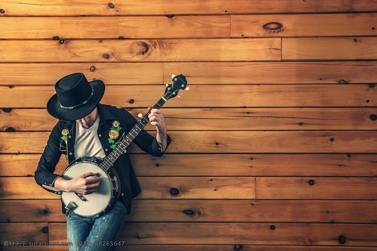 弹吉他的帅哥 帅哥 弹吉他 吉他 木板 木板墙 墙壁