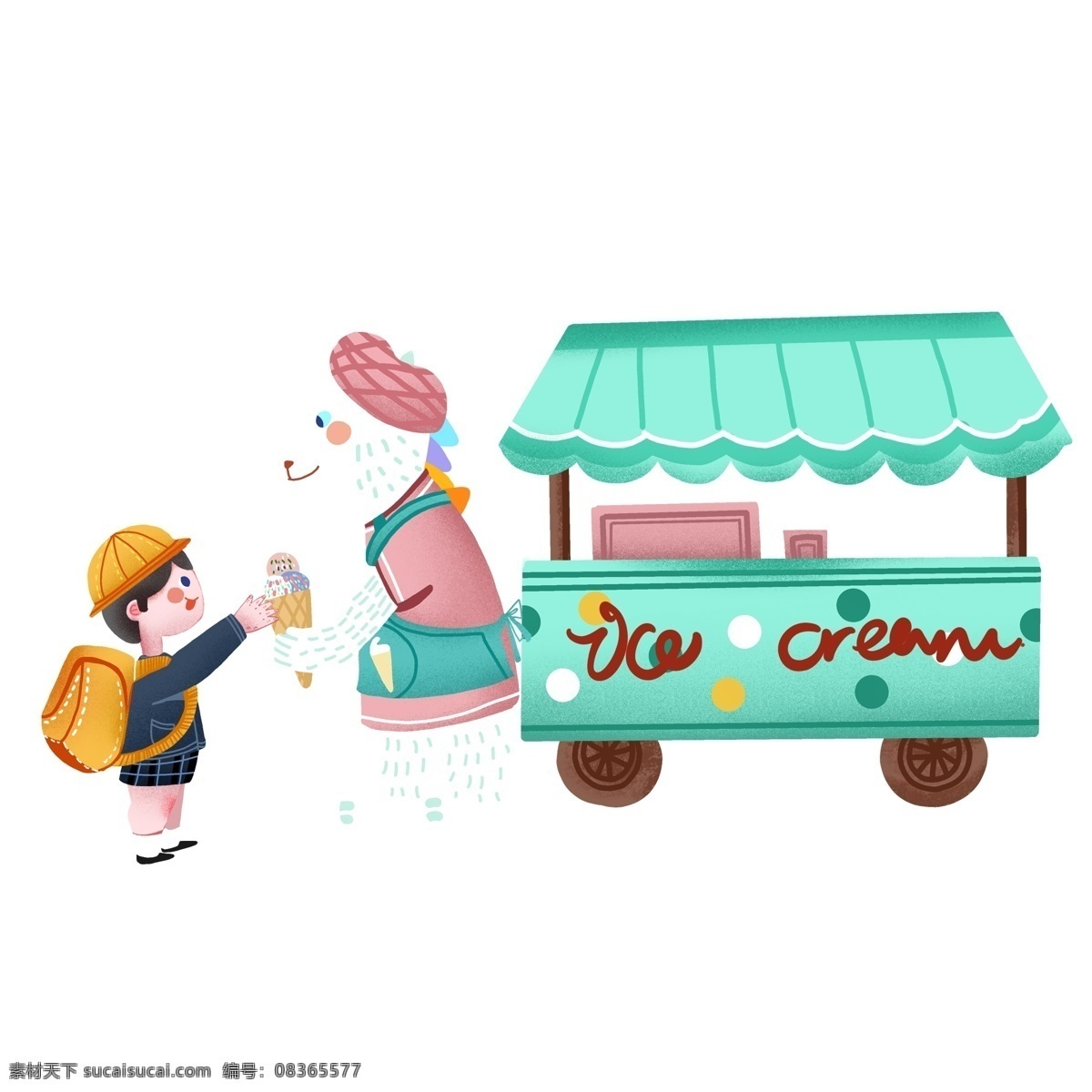 小 清新 买 冰激凌 场景 商用 元素 小清新 学生 小孩 插画设计 场景设计 儿童 幼儿园小孩 冰淇淋车 买冰淇淋