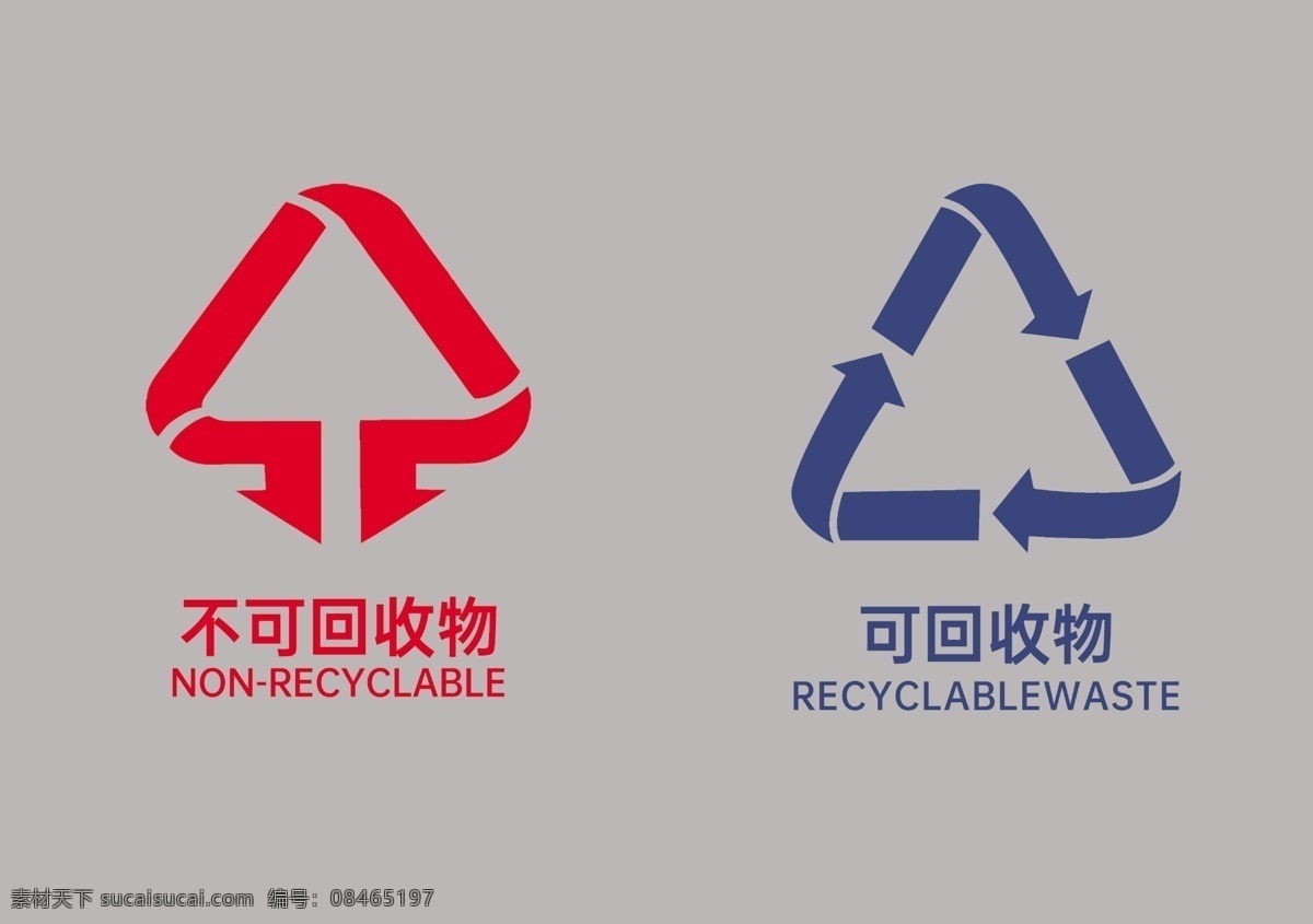 垃圾回收 分类回收 不可回收垃圾 可回收垃圾 标识 垃圾分类 垃圾桶标签 分层