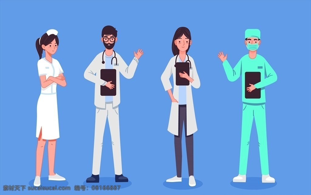 医生 护士 人物 矢量 插画 医护人员 医疗人员 医生人物形象 插图 扁平化 医生形象 卡通 人物形象 动漫动画 动漫人物