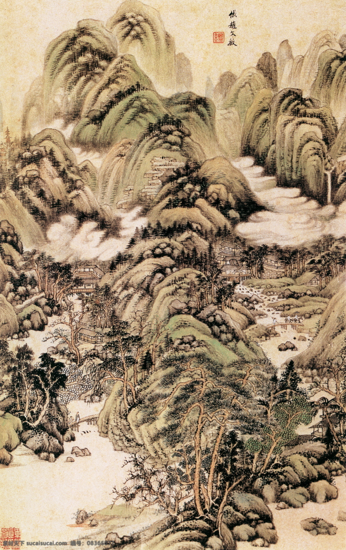 仿宋元山水图 山水画 中国 古画 中国古画 设计素材 山水名画 古典藏画 书画美术 黄色