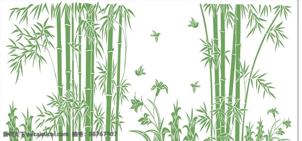 矢量图竹子 竹子 绿竹 竹子壁画 竹子墙画 刻画矢量图
