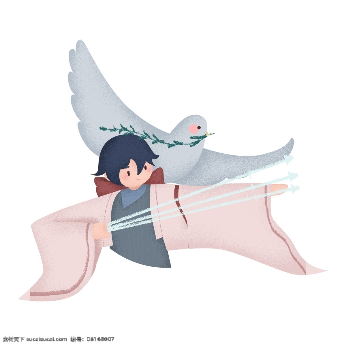 手绘 清新 风 少年 元素 男子 人物插画 精致人物 手绘元素 卡通 时尚