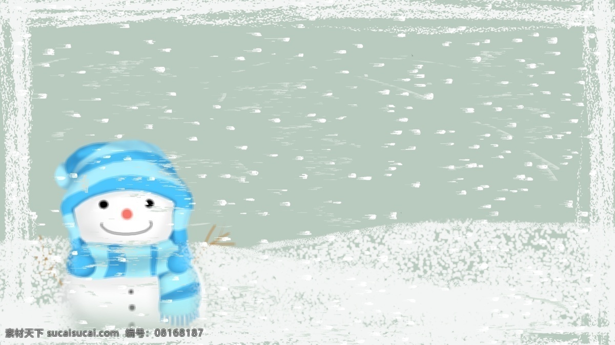 唯美 风雪 天 雪人 背景 雪花 雪地 风景