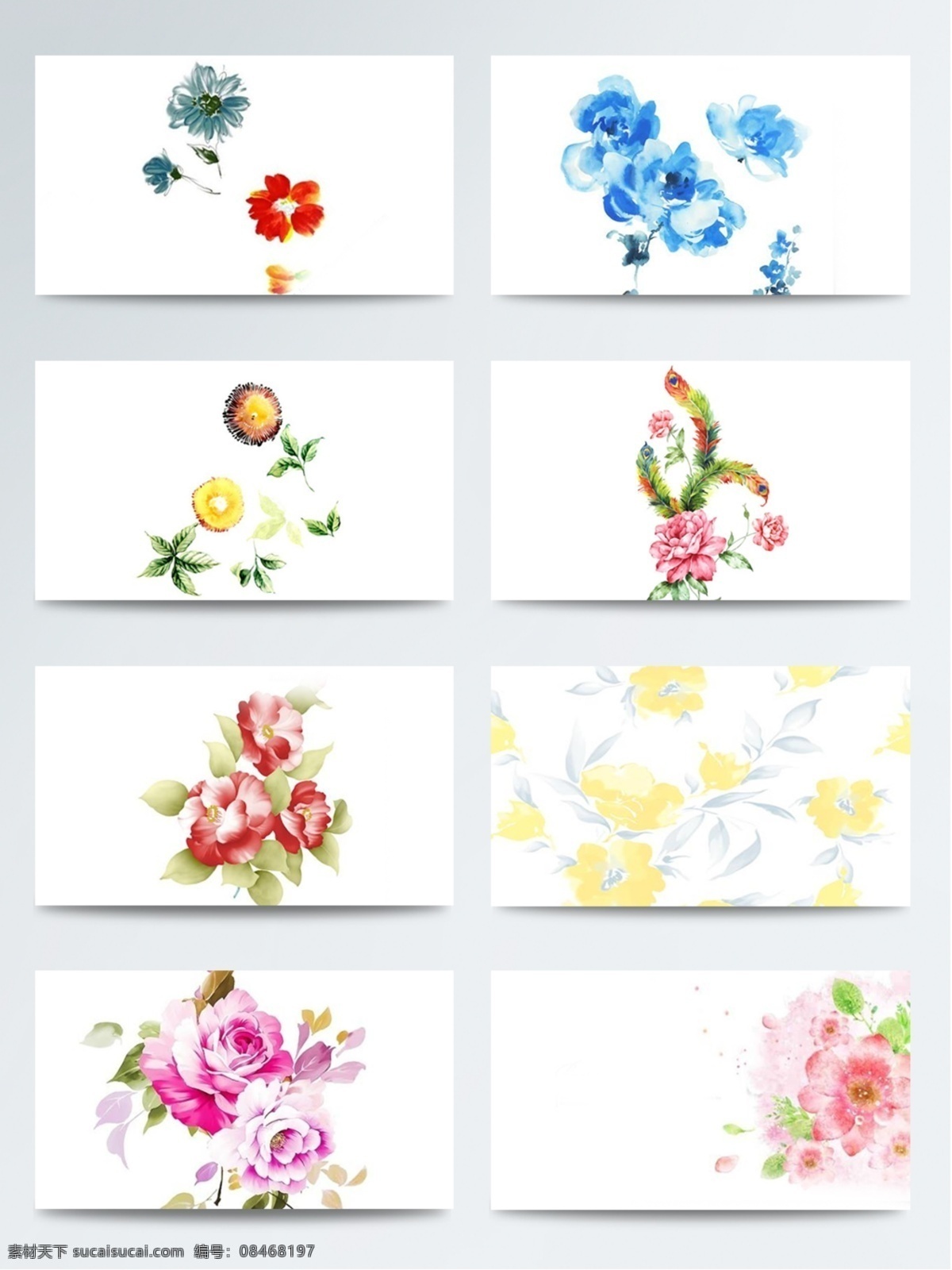 彩色花卉精品 彩色 初春换新 春季 春季换新 春天 花卉 清新 水彩