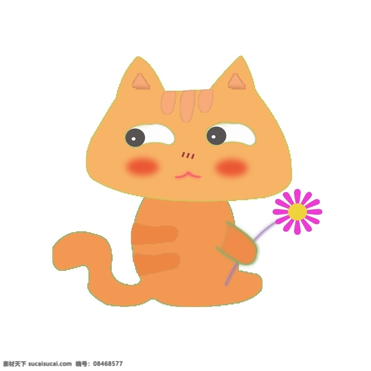 手绘 猫咪 卡通 画 小猫 手绘猫咪 手绘画 花朵 动物