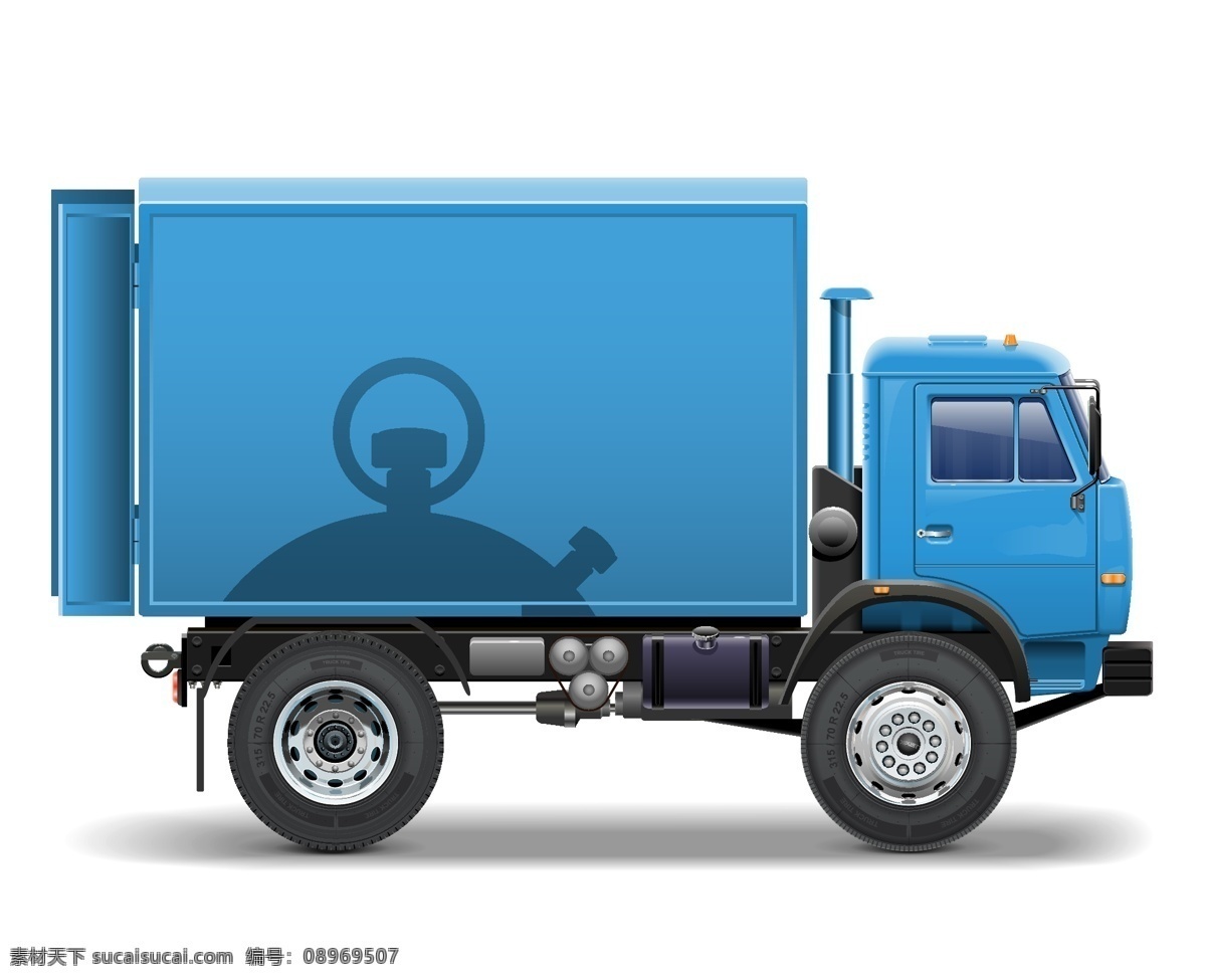 手绘 卡通 蓝色 小 货车 矢量图 卡通货车 运输工具 物流 透明元素 ai元素 免抠元素