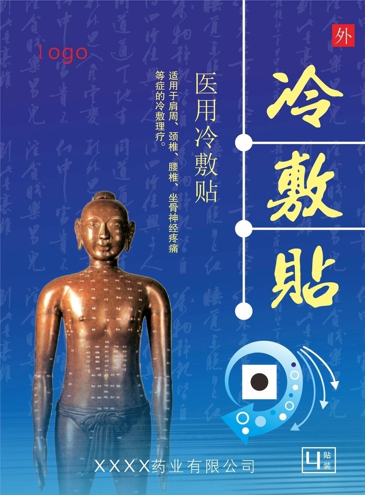 膏药 包装盒 膏药包装设计 穴位 铜人 医用冷敷贴 中式 包装设计