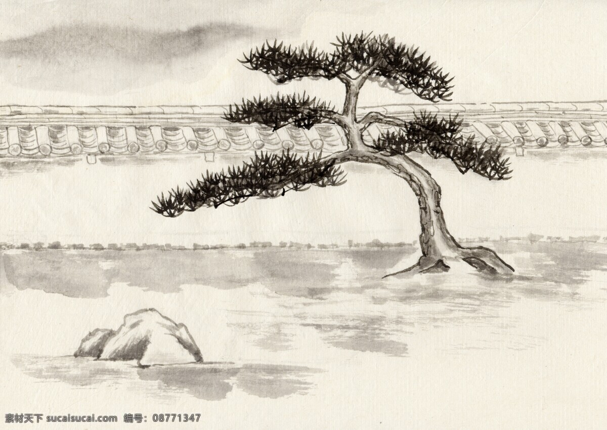 水墨 山水 设计素材 水墨画篇 中国画篇 书画美术 白色