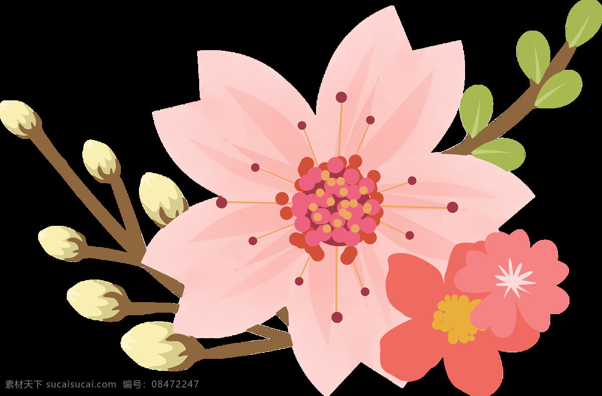 红叶 花蕊 卡通 透明 装饰 花瓣 粉色 透明素材 免扣素材 装饰图案