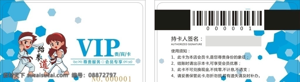 蓝色跆拳道卡 跆拳道 蓝色 少儿 时尚 运动 名片卡片