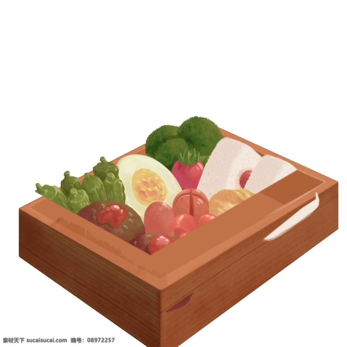 手绘 美味 盒饭 商用 元素 美食 便当 插画设计