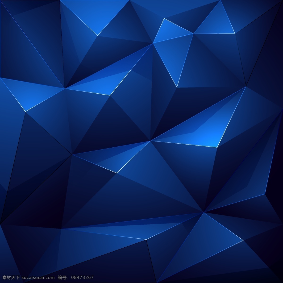 立体背景 矢量素材 几何背景 3d背景 梦幻背景 蓝色三角 3d设计 3d作品