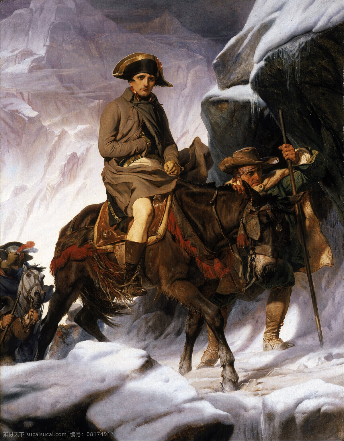绘画书法 文化艺术 油画 穿越 阿尔卑斯山脉 彼得德拉罗什 拿破仑波拿巴 19世纪初 伟大的军事家 装饰素材