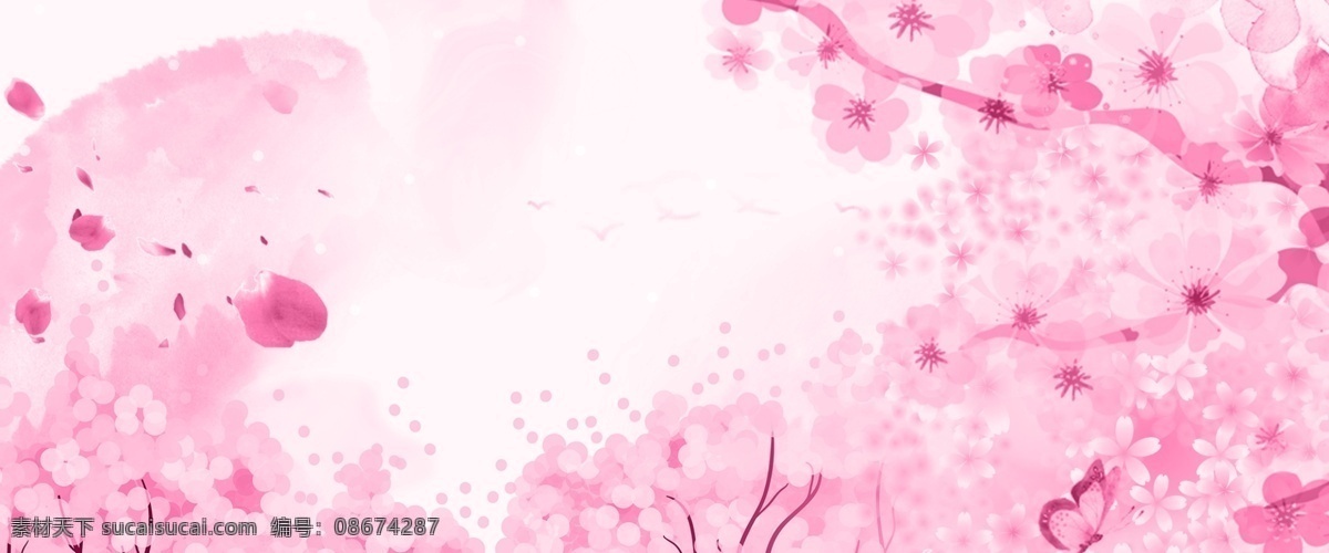 小 清新 文艺 浪漫 唯美 粉色 樱花节 背景 樱花 樱花季 花朵 小清新 粉色渐变