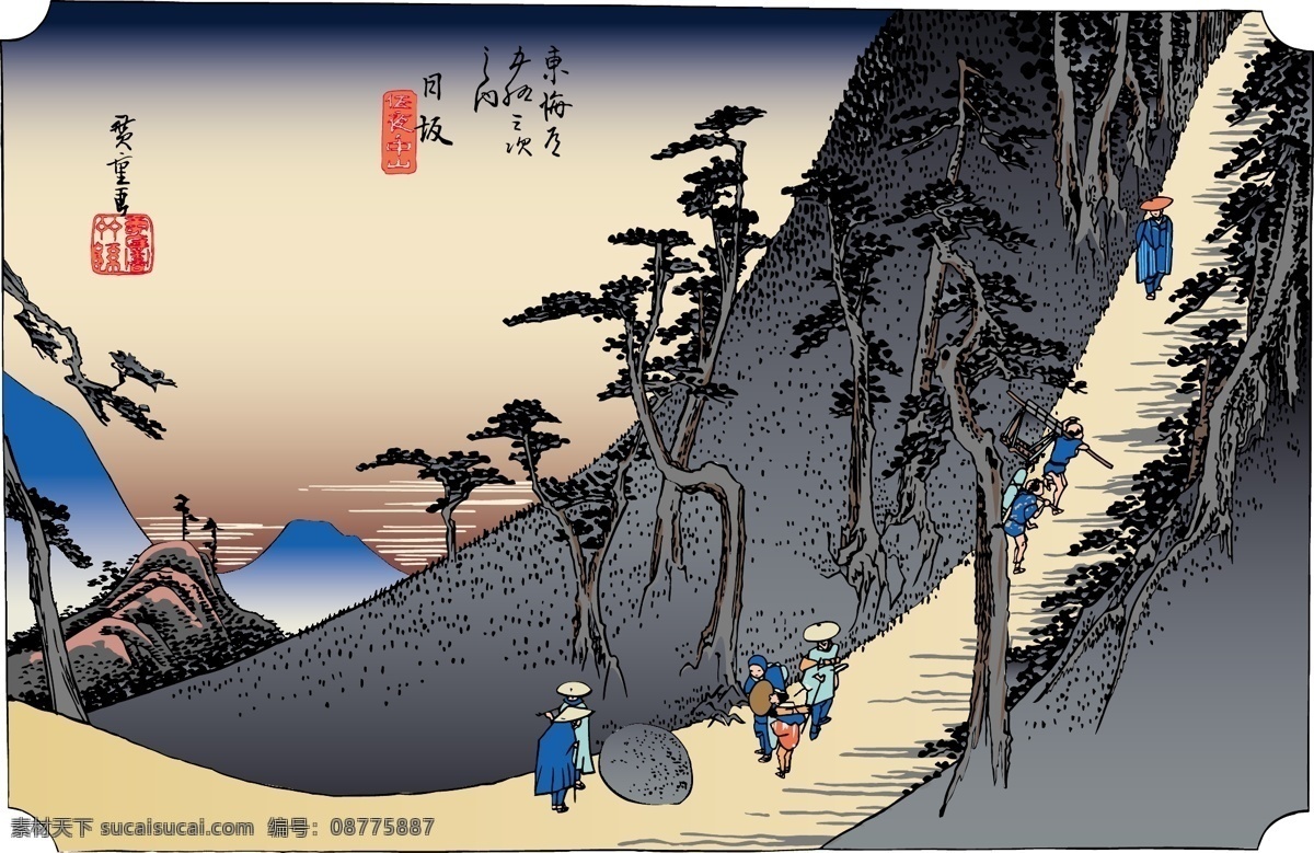 珍贵 日本 浮世绘 矢量图 名画 矢量 生活 文化艺术 绘画书法