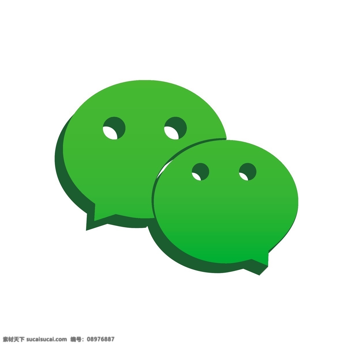微 信 app 绿色 渐变 扁平 dlogo 图标 微信app 绿色渐变 2.5d 语言logo 企业图标 免抠图png 手机app 创意 logo图标