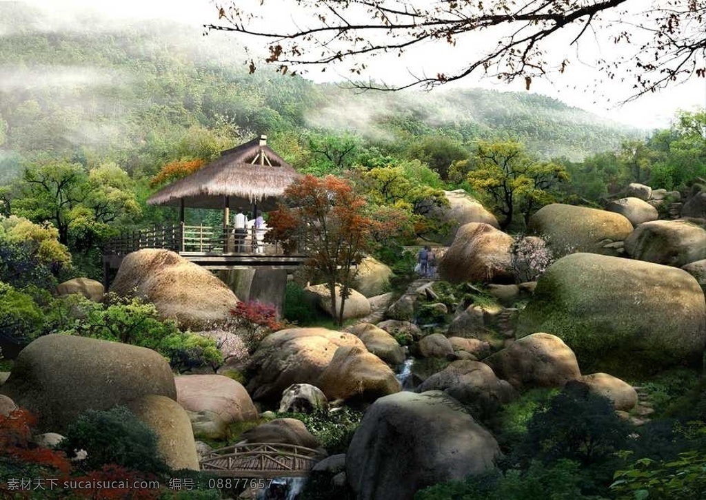深山 自然 森林公园 旅游 休闲 风景区 石头台阶 植物园 绿色 高山 山峰 草地 草原 绿树 郁郁葱葱 园林景观 小公园 山中 山峦 小木屋 凉亭 小桥流水 小溪 小河 河流 石头 游客 游人 风光 风景 景色 景观 美景 效果图 设计图 3d设计 渲染图 工程图 园林图 装饰图 分层素材 高清分层 别墅 住宅 园林设计 环境设计 源文件