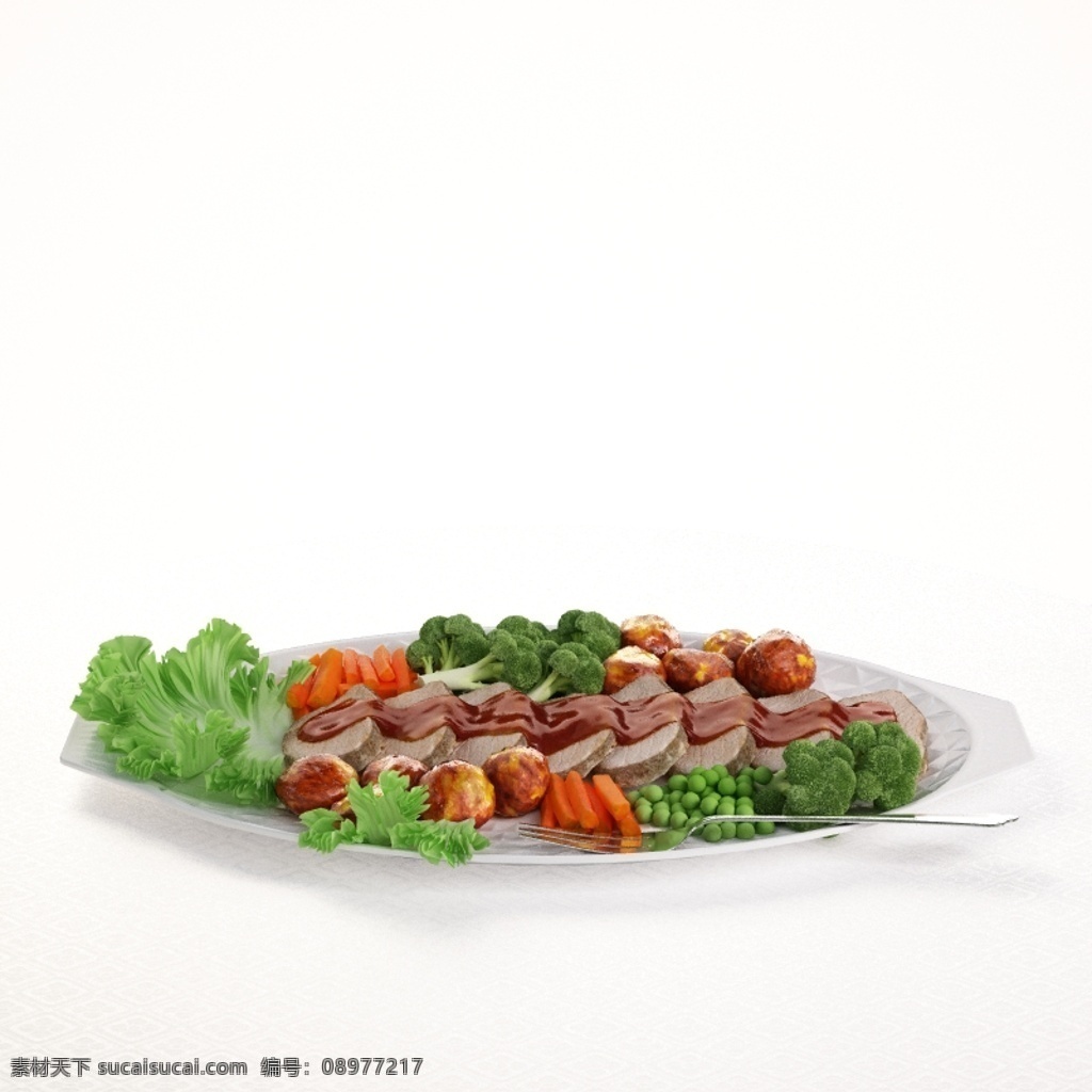 西餐模型 食物 食品 餐具 西餐 蔬菜 模型 3d模型 家装模型 3d渲染 高端模型 饮食 火腿