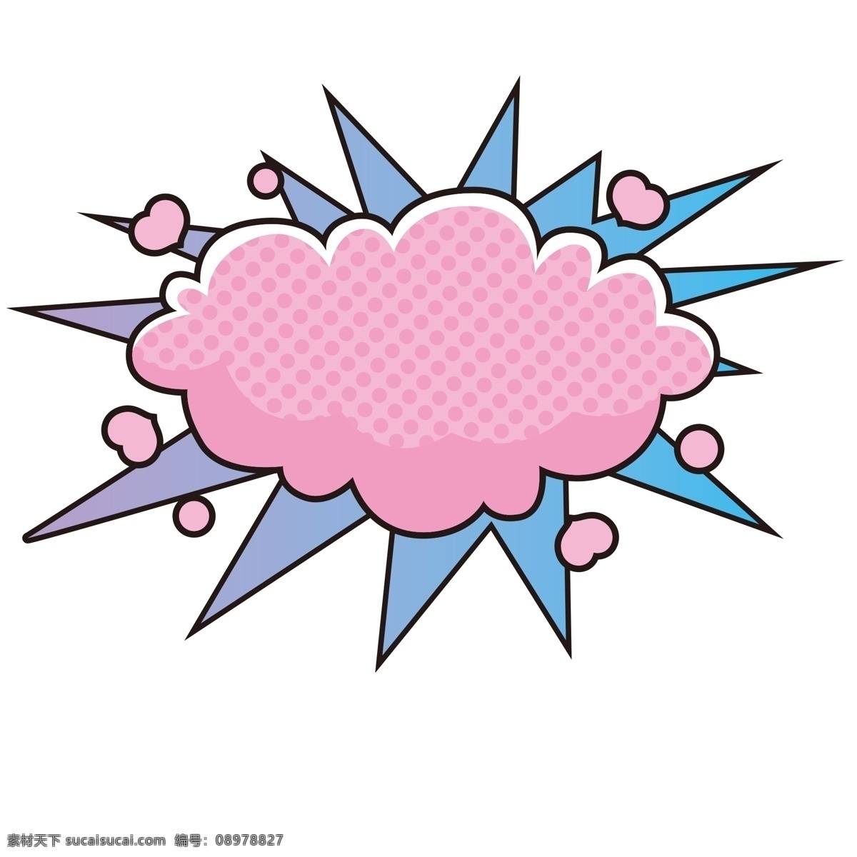 手绘 装饰 粉色 爆炸 云 手绘爆炸团 蓝色爆炸线 广告 背景 卡通爆炸云 文本爆炸云 插画