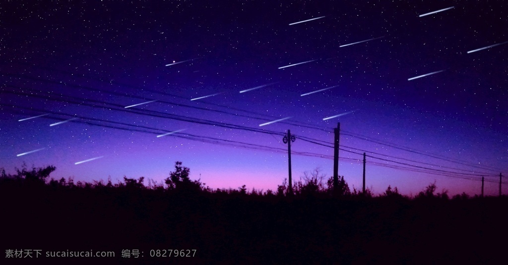 星空 繁星 璀璨 梦幻 流星 乡村 自然景观 自然风光 gif