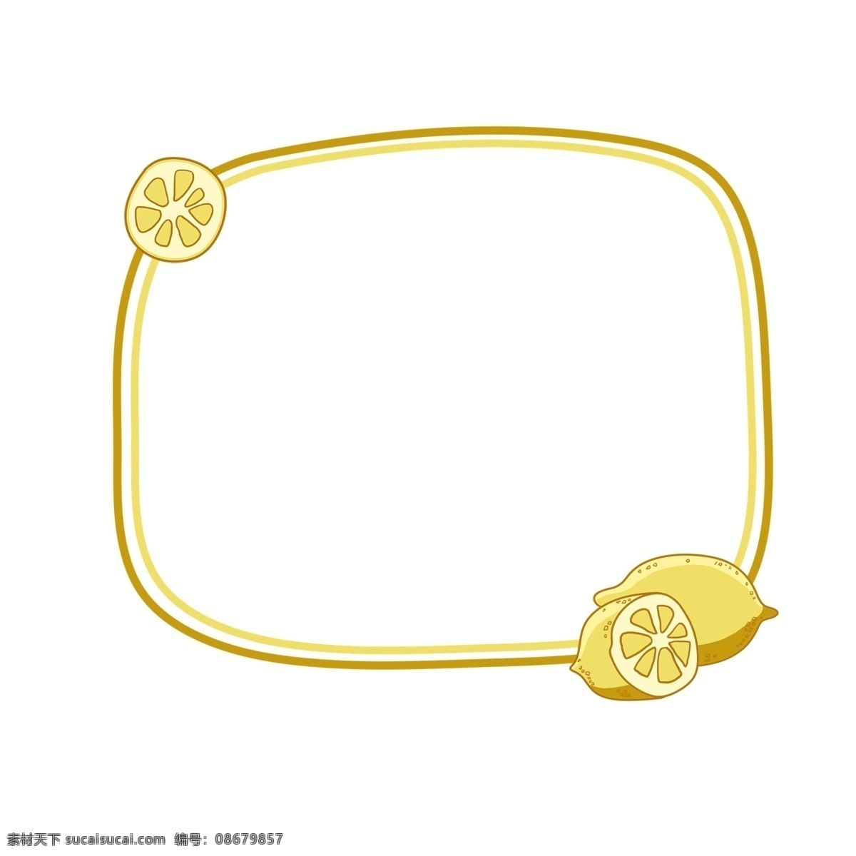 手绘 酸酸 柠檬 插画 切开的柠檬 黄色的柠檬 黄色的边框 卡通边框 手绘柠檬边框 漂亮的边框