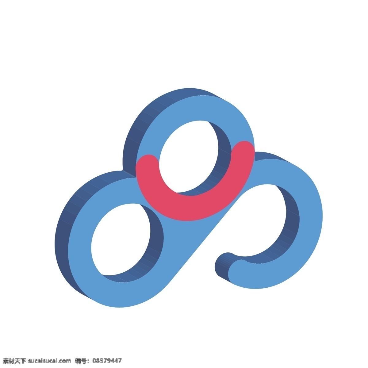 创意 d 蓝色 百度 云盘 logo 图标 2.5d 扁平 百度云盘 手机app logo图标 免抠图png 千库原创