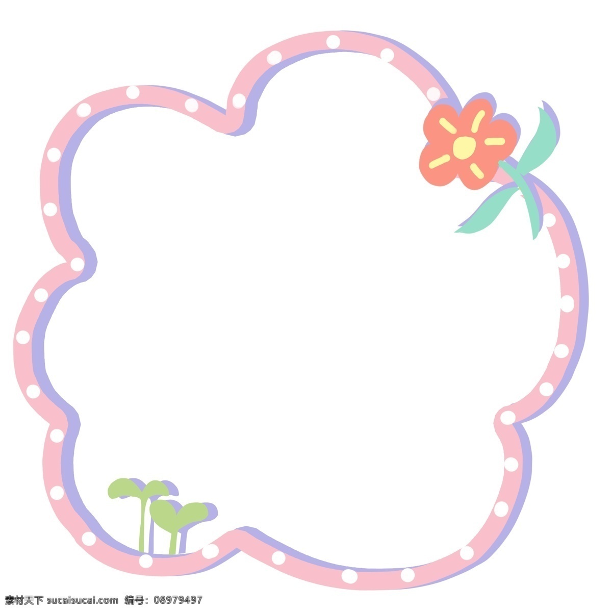 花朵 边框 手绘 插画 红色 手绘花朵边框 唯美花朵边框 可爱 花朵边框插画 嫩芽装饰
