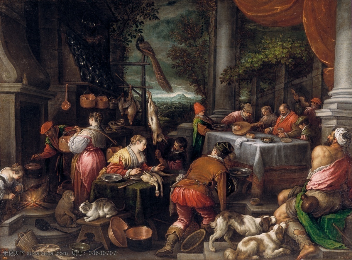 century 大师 画家 古典 画 建筑 景物 装饰画 油画 of half second lazaro pobre el y epulon rico leandro bassano 人物 高清 西方 国外 现代 装饰素材