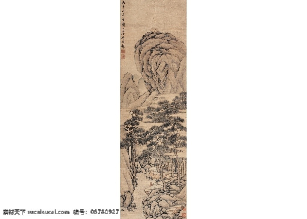 丁云鹏 春山观瀑图 古画 山水 绘画 写意 书画 文化艺术 绘画书法