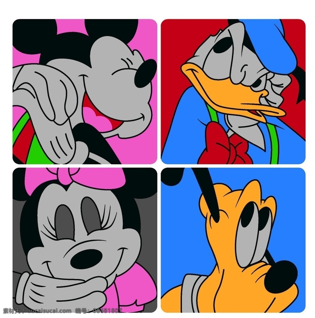 四 宫 格 米奇 唐老鸭 坐着的米奇 字母 mickey 迪士尼 动画 卡通 米老鼠 高飞 mouse 伸手米奇 米妮 四宫格 狗 服装设计