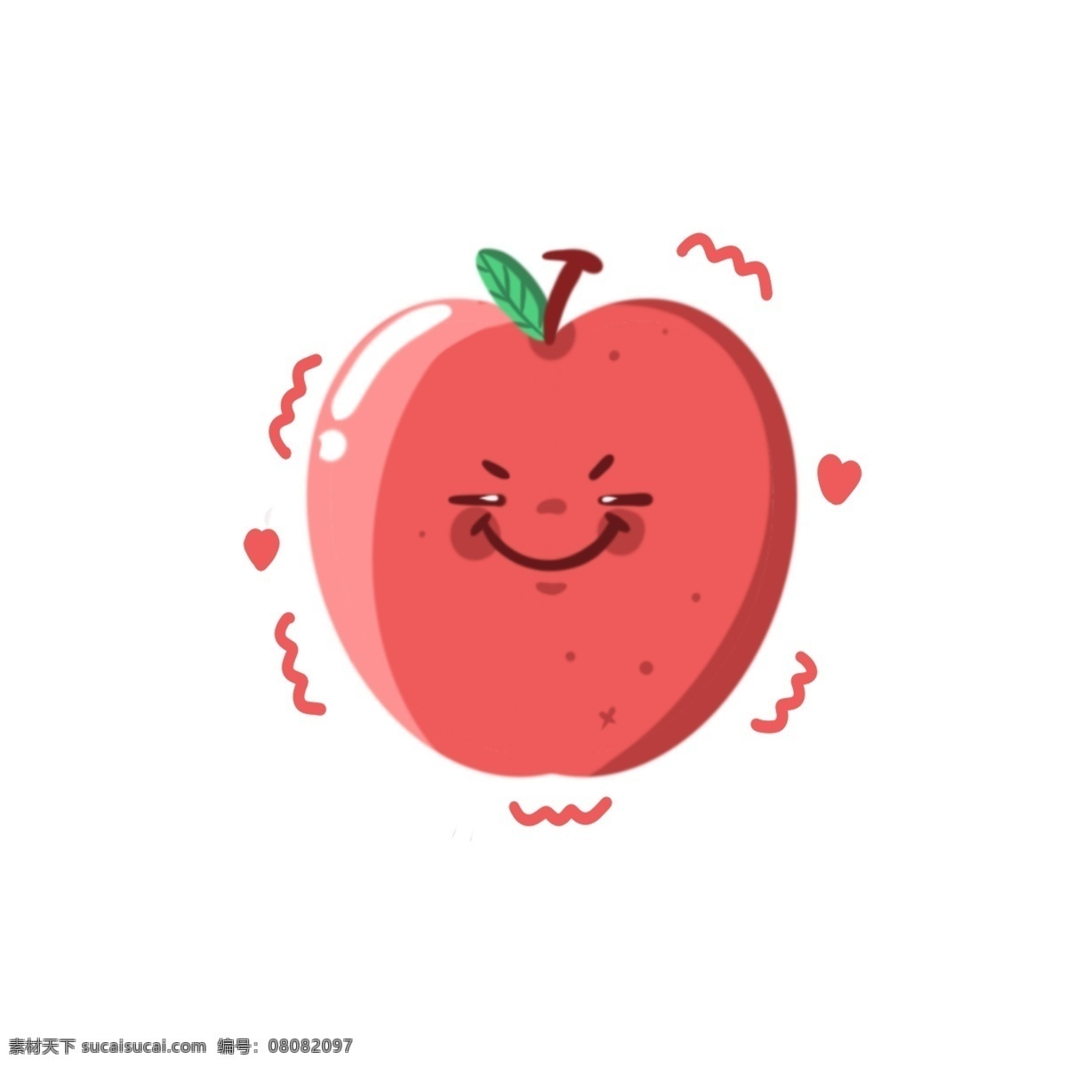 笑脸 卡通 苹果 形象 简约 水果 可爱