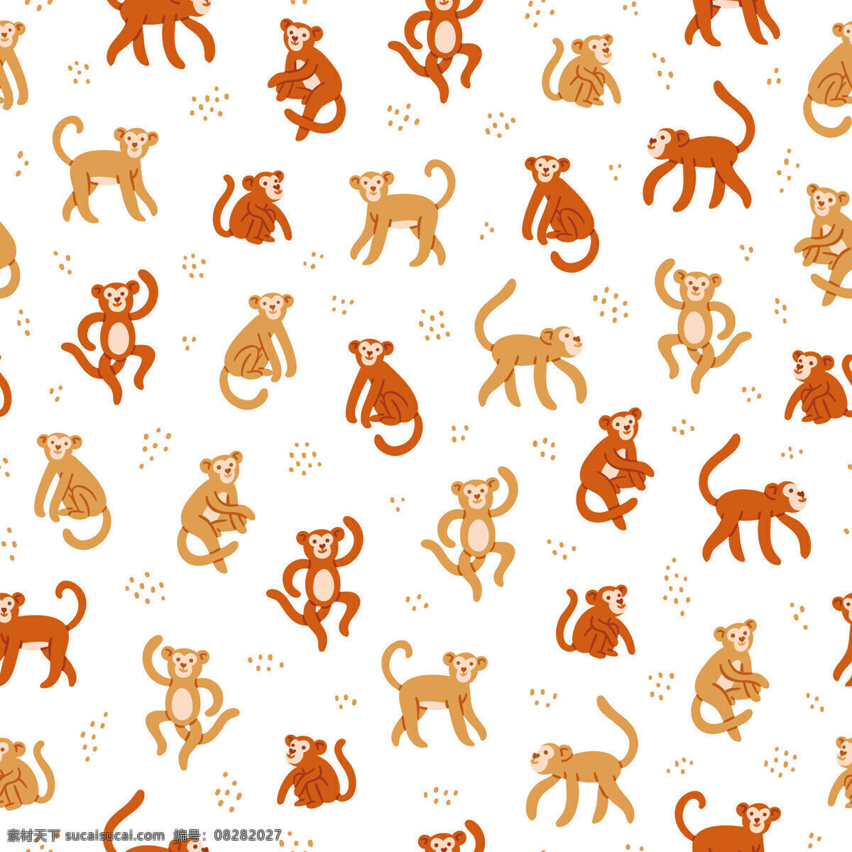 清新 橙红 色调 猴子 图案 壁纸 装饰设计 橙色系 壁纸图案 猴子图案 红色斑点