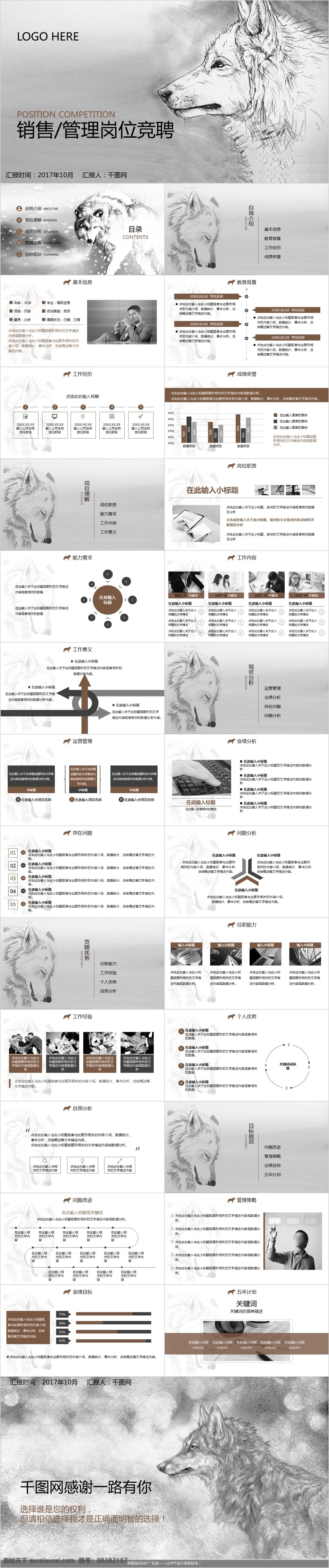 手绘 背景 模板 清新 唯美 简约 岗位应聘 通用 ppt模板