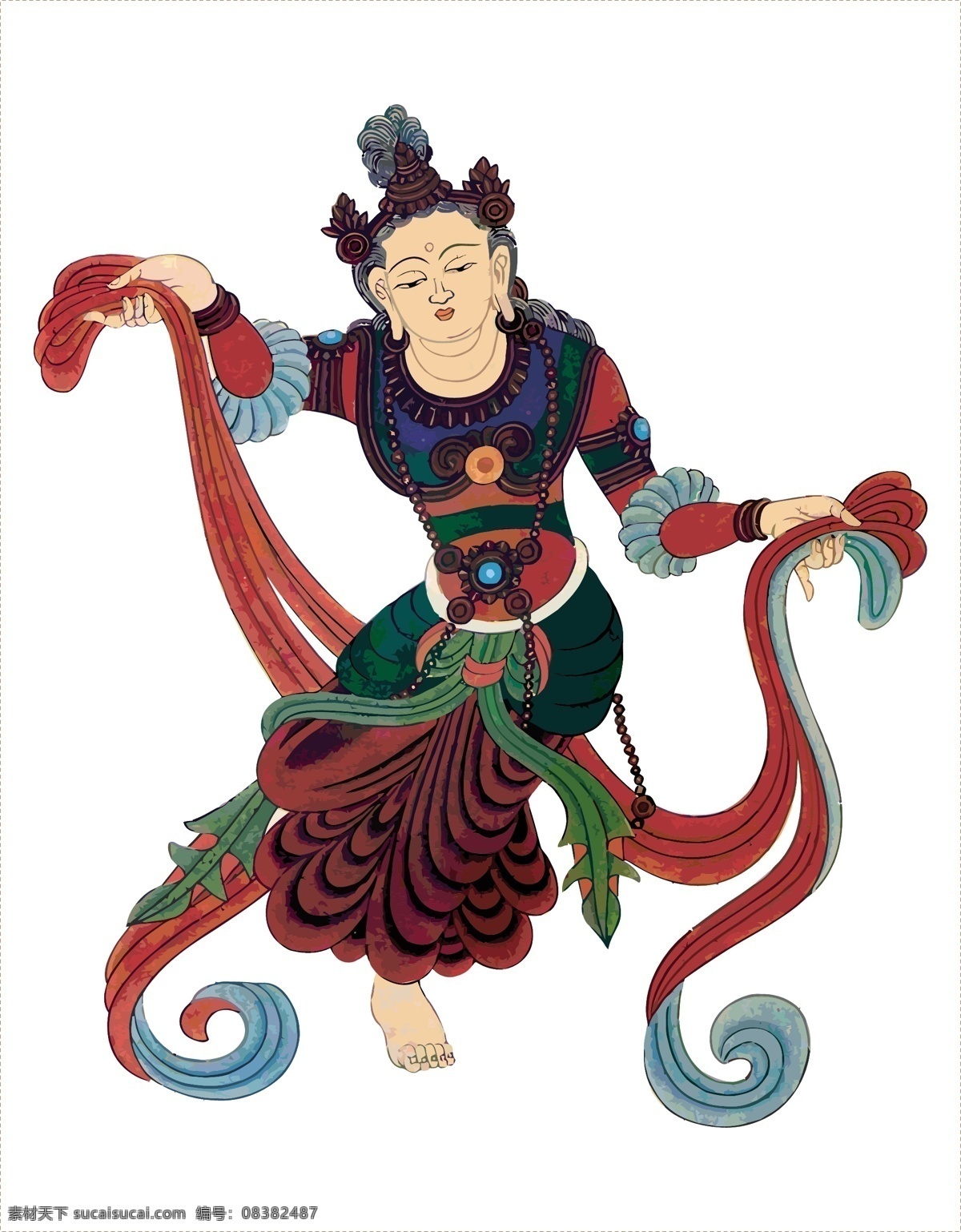古代神仙人物 古典人物 菩萨 佛陀 敦煌人物 西域壁画 风情 华丽服饰 传统服饰 神仙 传统文化 文化艺术 矢量