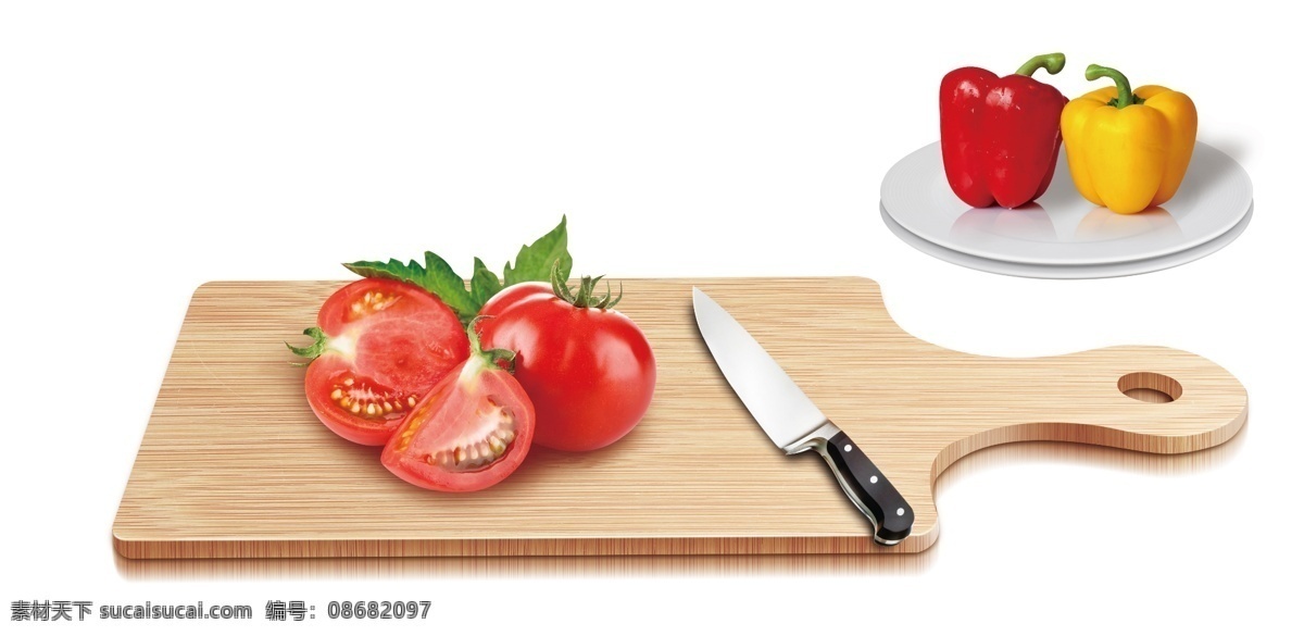 菜板 砧板 盘子 青椒 小刀 食材 包装设计 分层