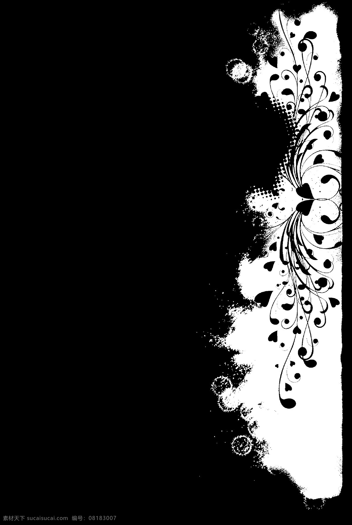 神秘 气息 装饰 底纹 黑底 白色 右侧 窄花纹 边框
