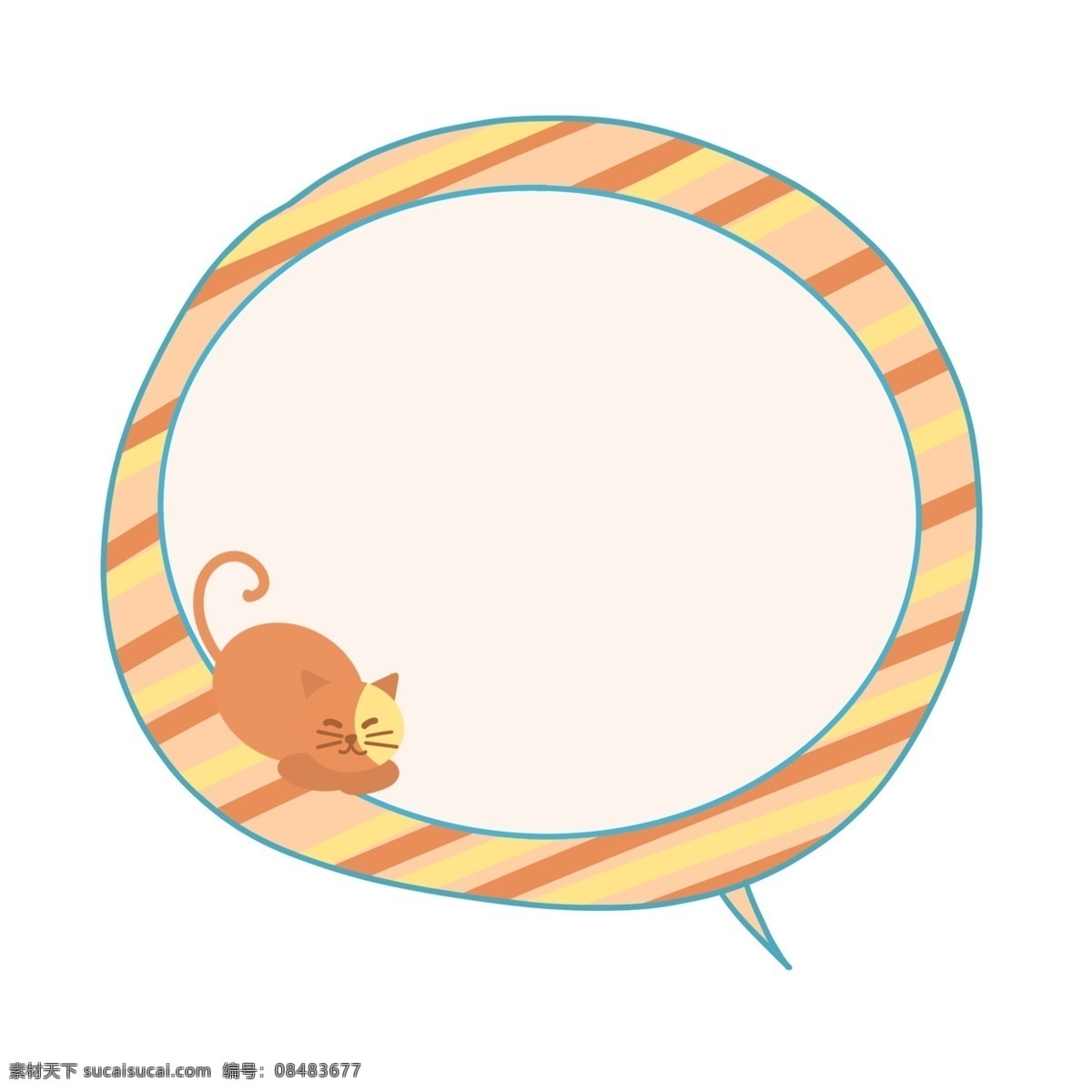 猫咪边框插画 黄色 边框 圆形