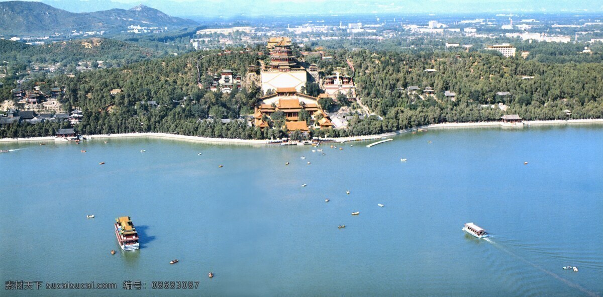 颐和园 风景区 风景名胜 旅游风景 俯视图 湖泊 湖畔 旅游摄影 国内旅游 北京俯瞰图 摄影图库