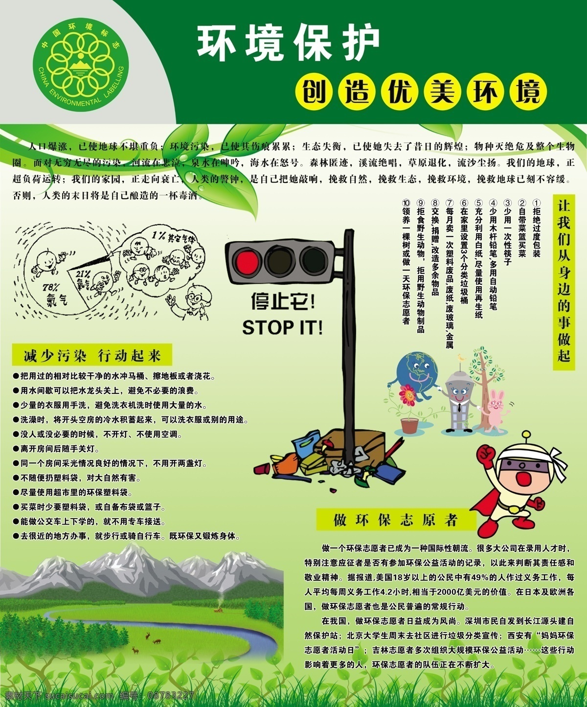 环境保护展板 环境保护 学校 展板 优美环境 分层 源文件