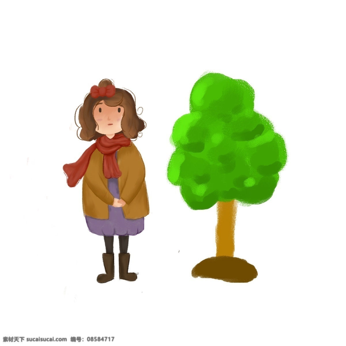 植树 种树 卡通 人物 形象 植树节人物 人物形象 小朋友 扁平化 植树节 女孩子 学生 树木 活动