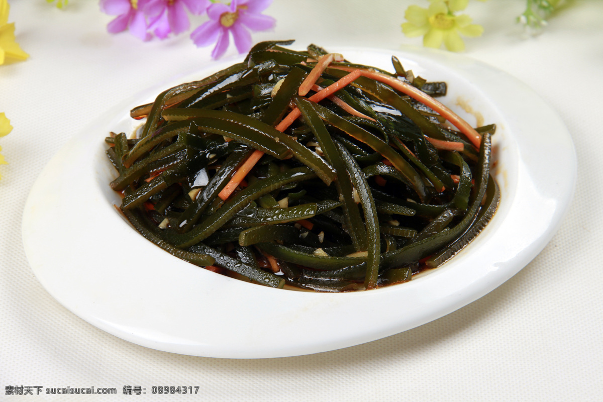 凉拌海带丝 酸辣海带丝 凉拌海带 凉菜 冷菜 海带 芝麻 辣椒 高清菜谱用图 餐饮美食 传统美食