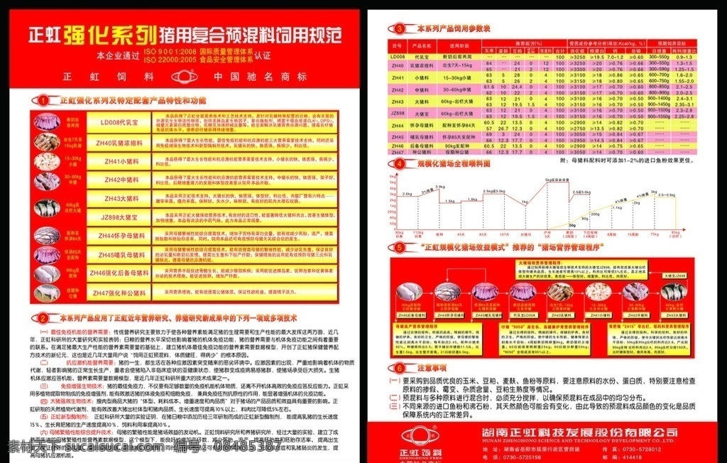 正虹 强化 系列 猪 预混 正虹logo 猪用饲料 彩页 喂料图 特性和功能 简介 参数表 营养管理程序 力得 矢量