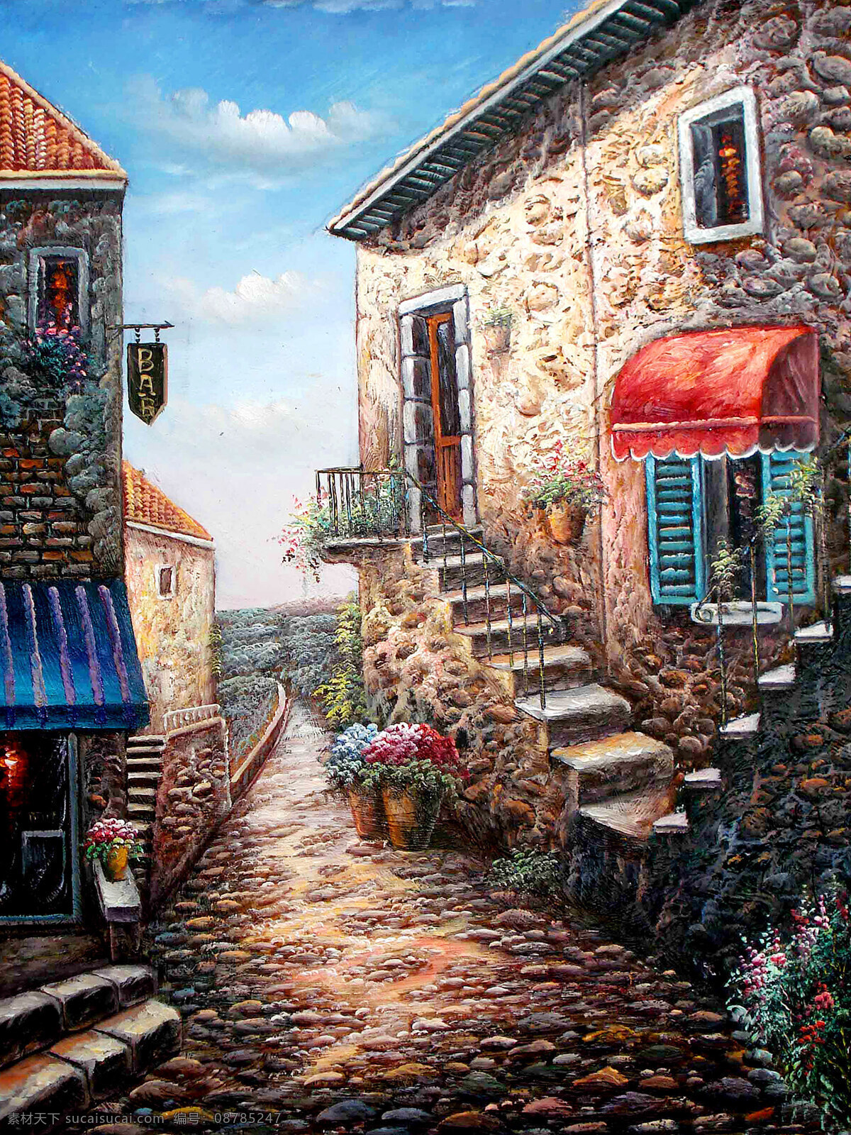 村庄 房屋 风景画 绘画 绘画书法 美术 色彩画 村巷设计素材 村巷模板下载 村巷 油画 乡村景 村道 石屋 天空 国外风光 油画艺术 油画作品6 文化艺术 装饰素材 山水风景画