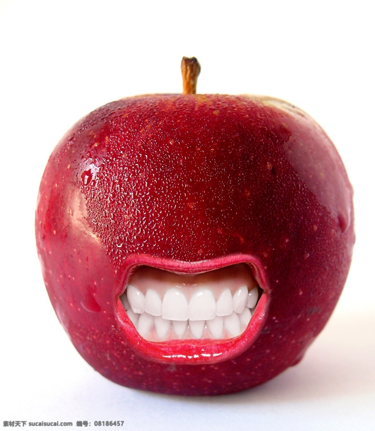 苹果很生气 苹果 嘴 唇 牙齿 psd文件 分层 源文件