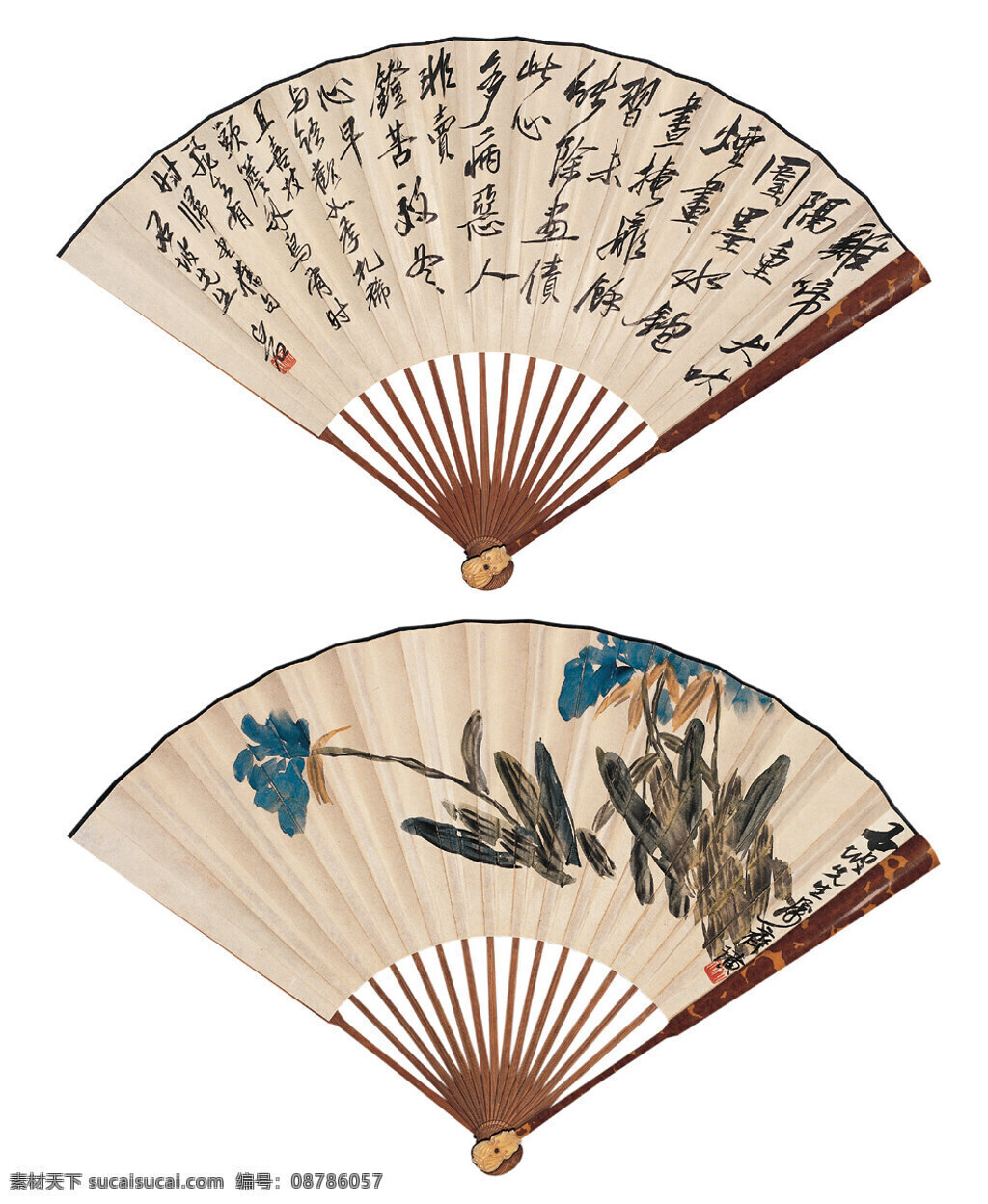 齐白石国画 兰花 书法 书画 扇面 绘画书法 文化艺术