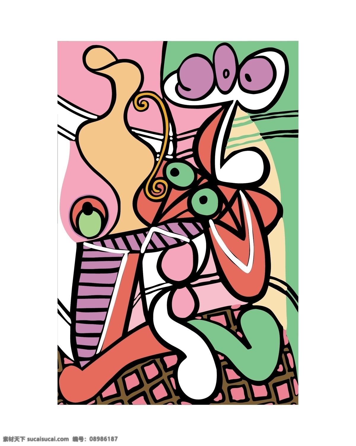 哭泣的少女 毕加索 系列 画作 其他矢量 矢量素材 矢量图 矢量图库