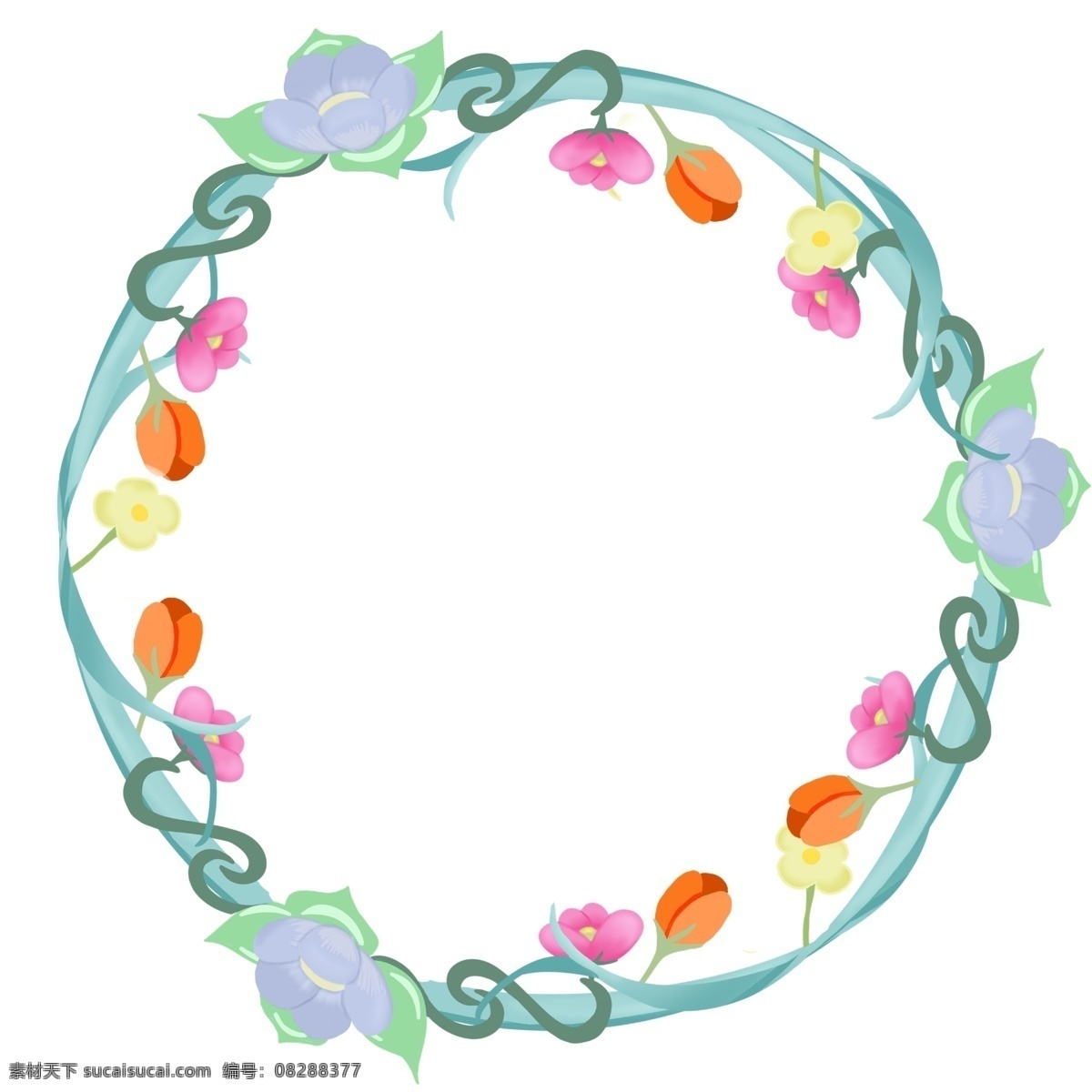 花朵 植物 花环 插图 植物花环 花藤