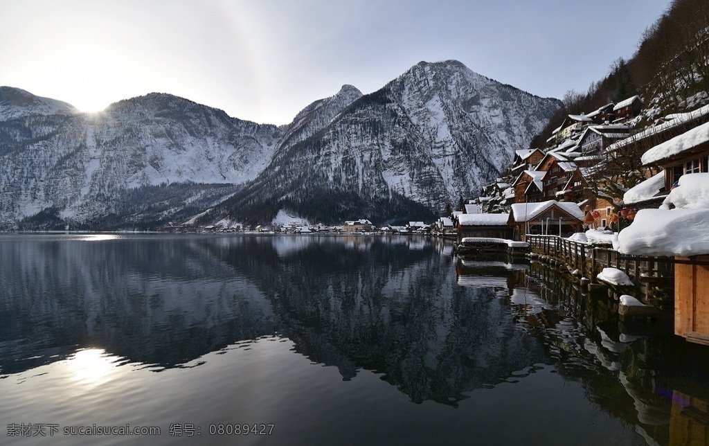 哈尔 施塔特 晨光 哈尔施塔特 冬季 湖水 大雪 旅游摄影 国外旅游